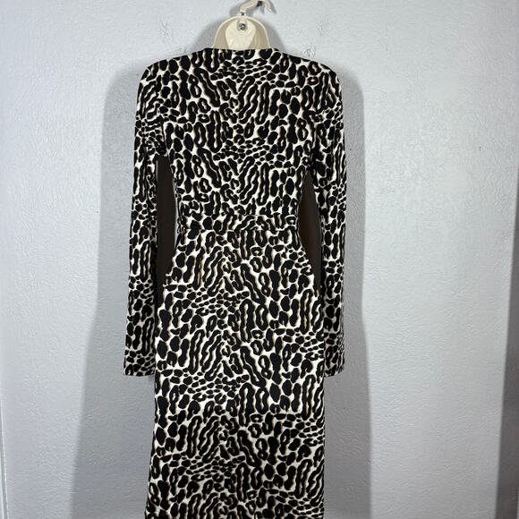 Tory Burch Cheetah Print Bodycon Dress Animal Party Date Event Black Tan - XS - Picture 7 of 9